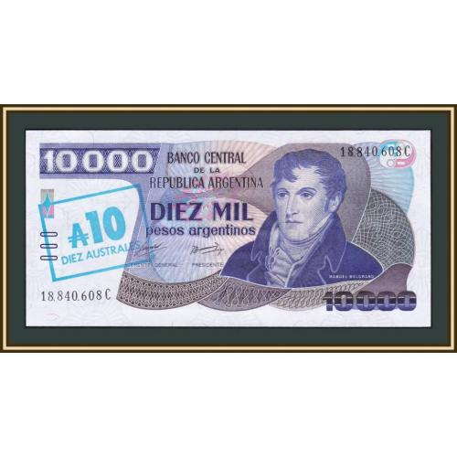 Аргентина 10 аустралей  (10000 песо) 1985 P-322 (322d) UNC