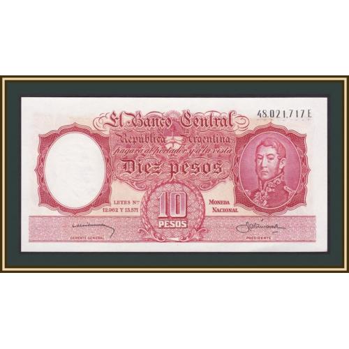 Аргентина 10 песо 1962 P-270 (270а.6) UNC