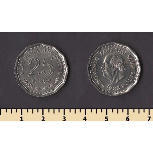 Аргентина 25 песо 1968