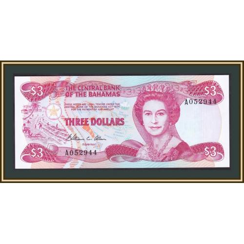Багамские о-ва (Багамы) 3 доллара 1974 (1984) P-44 (44a) UNC