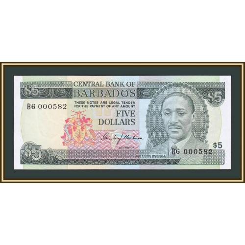 Барбадос 5 долларов 1975 P-32 (32a) UNC