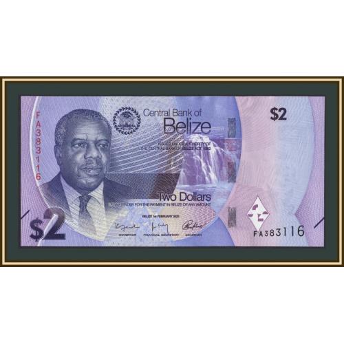 Белиз 2 доллара 2025 P-73 (73a) UNC