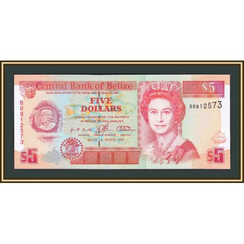 Белиз 5 долларов 1996 P-58 UNC