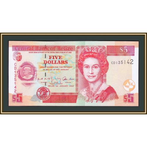 Белиз 5 долларов 2002 P-61 (61b) UNC