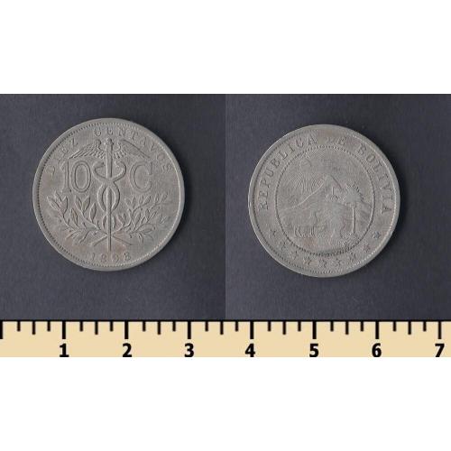 БОЛИВИЯ 10 СЕНТАВО 1893