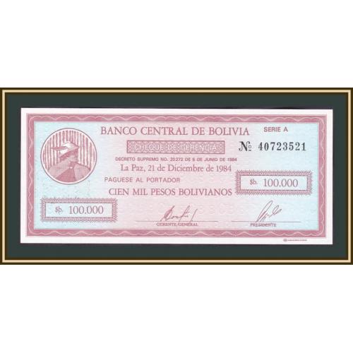 Боливия 10 сентаво 1987 (надпечатка на 100000 песо 1984) P-197 UNC