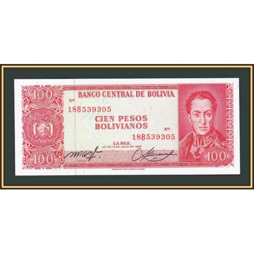 Боливия 100 песо боливиано 1962 P-164 (164Аa.2) UNC