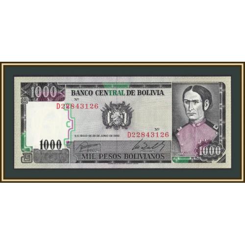 Боливия 1000 песо 1982 P-167 (167a) UNC