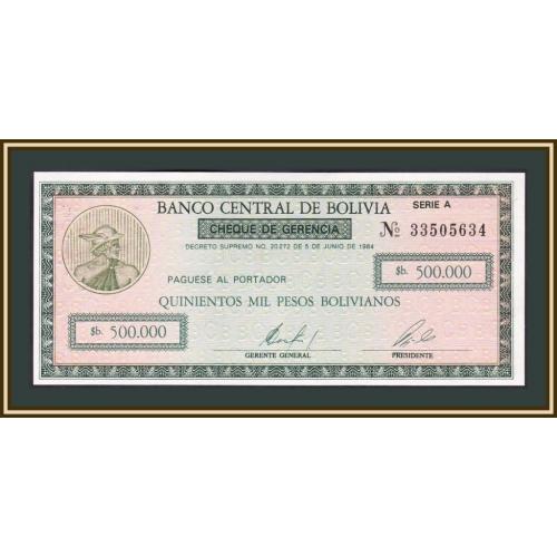 Боливия 50 сентаво 1987 (надпечатка на 500000 песо 1984) P-198 UNC