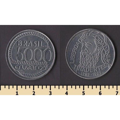 Бразилия 5000 крузейро 1992