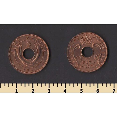 Британская Восточная Африка 5 центов 1952