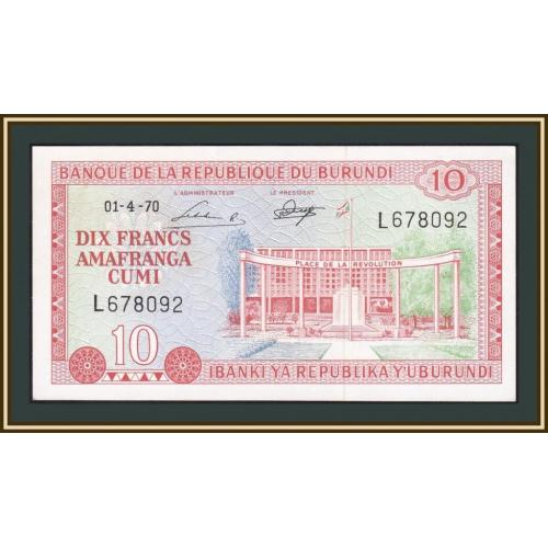 Бурунди 10 франков 1970 P-20 (20b) а-UNC