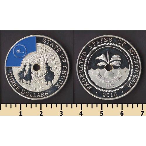 Чуук (Трук) острова 3 доллара 2016