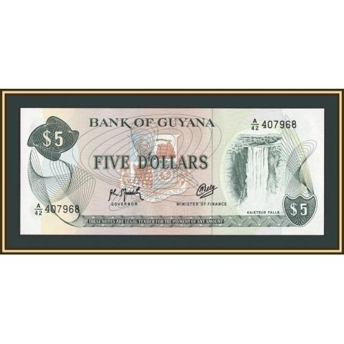 Гайана 5 долларов 1992 P-22 (22f.2) UNC