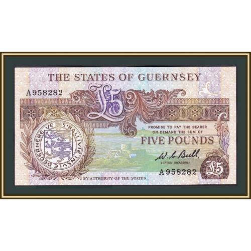 Гернси 5 фунтов 1980-1989 P-49 (49a) UNC