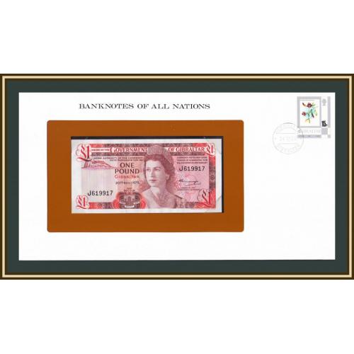 Гибралтар 1 фунт 1975 P-20 (20a) UNC (в конверте)