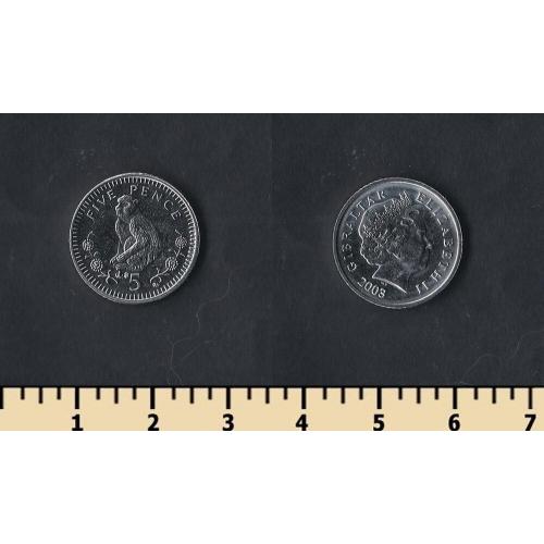 Гибралтар 5 пенсов 2003