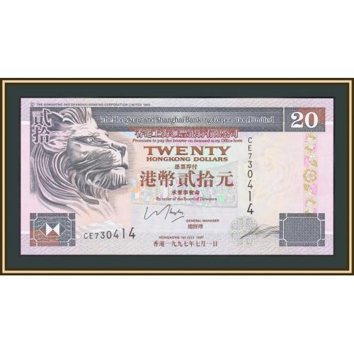 Гонконг 20 долларов 1997 P-201 (201c.2) UNC