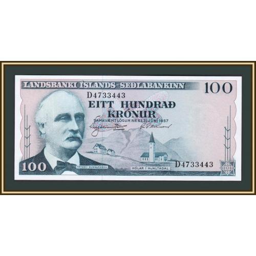 Исландия 100 крон 1957 Р-40 (40a) UNC