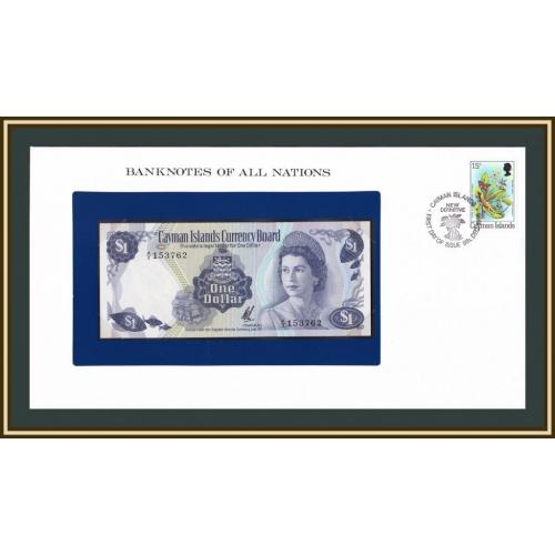 Каймановы о-ва 1 доллар 1972 P-1 (1b) UNC (конверт)