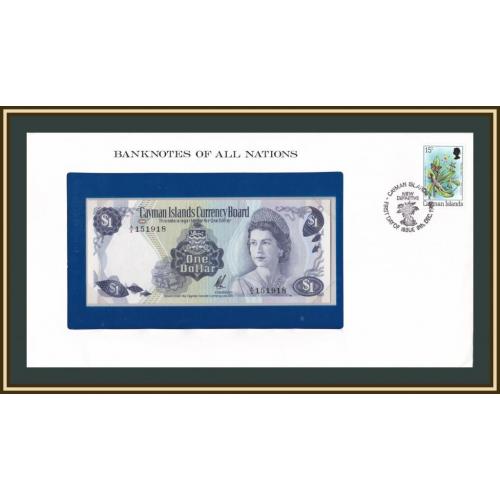 Каймановы о-ва 1 доллар 1972 P-1 (1b) UNC (конверт)