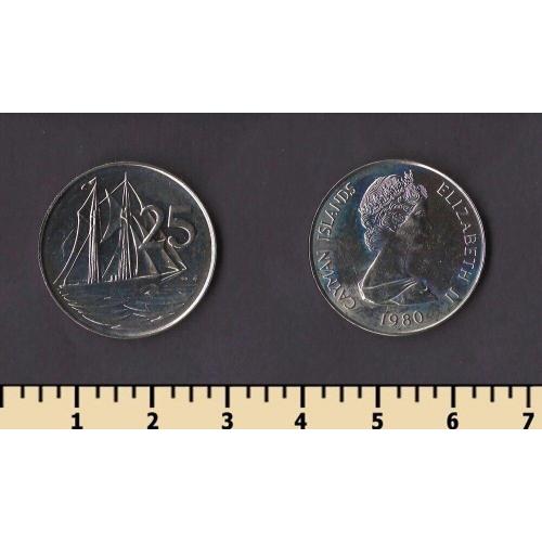 Каймановы острова 25 центов 1980