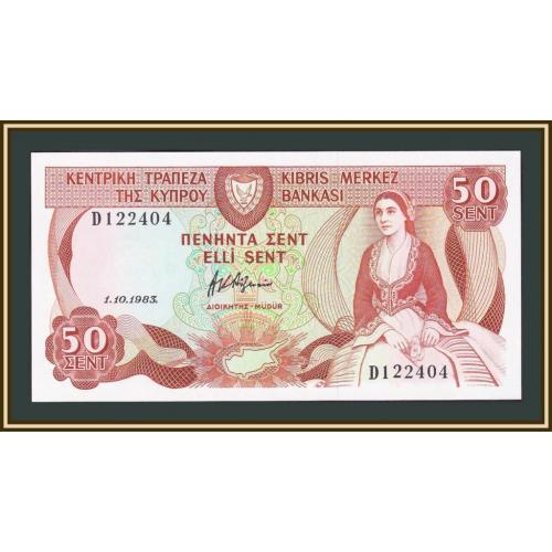 Кипр 50 центов 1983 P-49 (49a.1) UNC