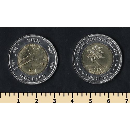 Кокосовые острова 5 долларов 2004