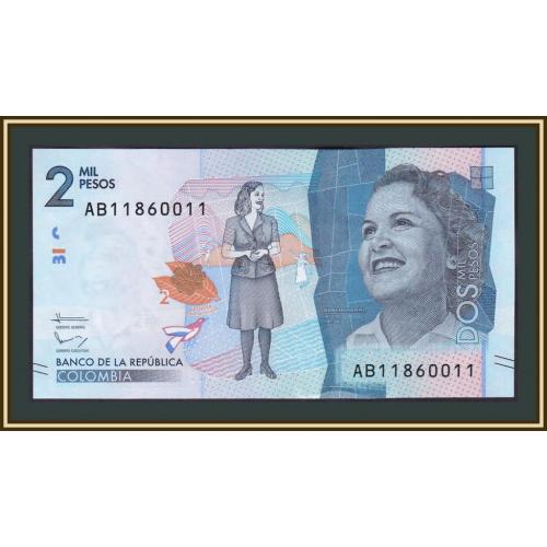 Колумбия 2000 песо 2015 P-458 (458a) UNC