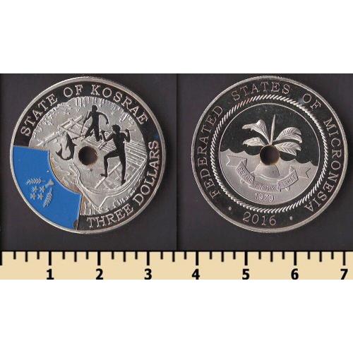 Кусаие (Косраэ) остров 3 доллара 2016