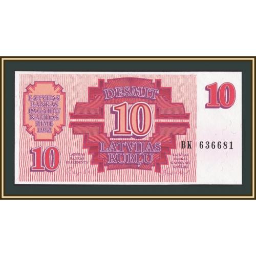 Латвия 10 рублей 1992 P-38 UNC