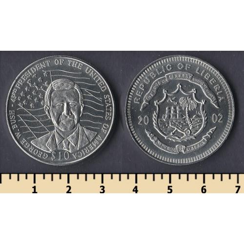 Либерия 10 долларов 2002