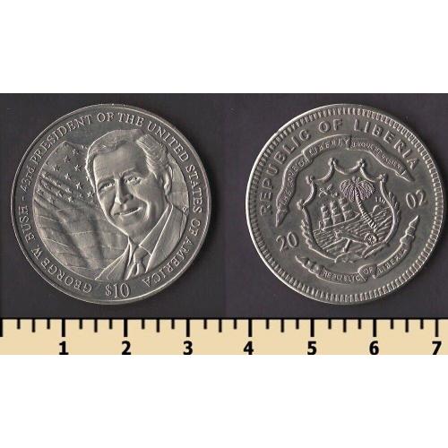 Либерия 10 долларов 2002