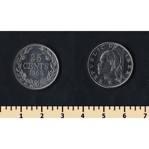 Либерия 25 центов 1968