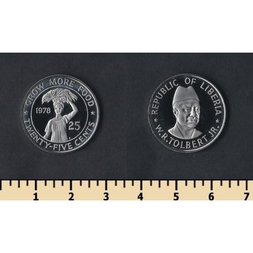Либерия 25 центов 1978