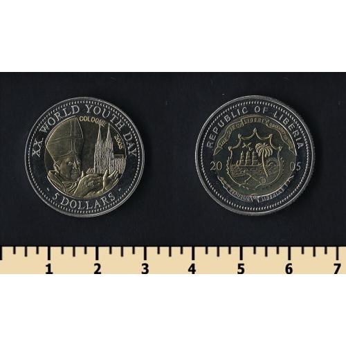 Либерия 5 долларов 2005