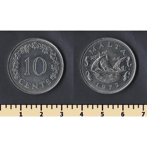 Мальта 10 центов 1972