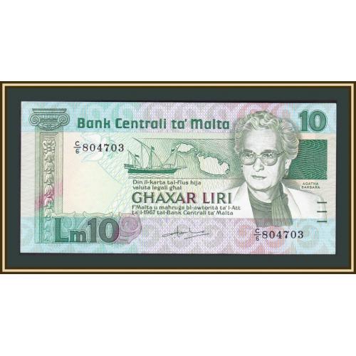 Мальта 10 лир 1967 (1986) P-39 UNC