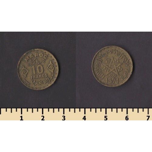 Марокко 10 франков 1952