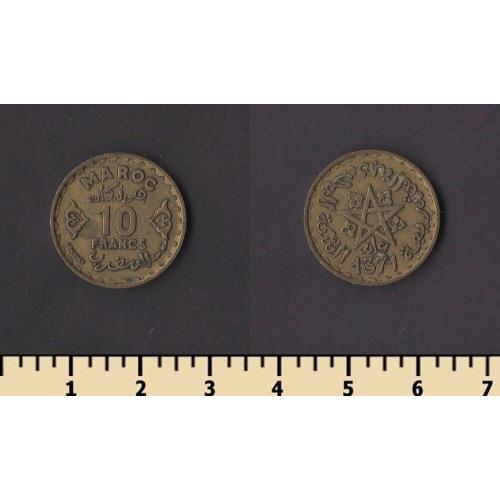 Марокко 10 франков 1952