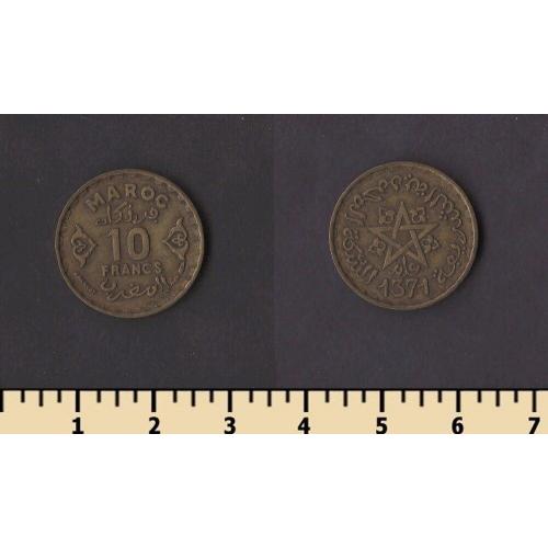 Марокко 10 франков 1952