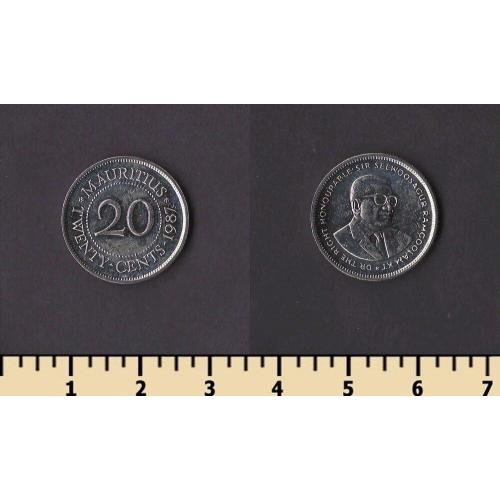Маврикий 20 центов 1987