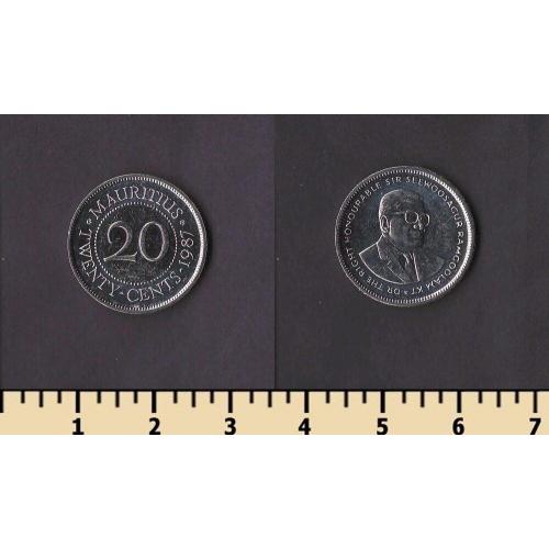 Маврикий 20 центов 1987