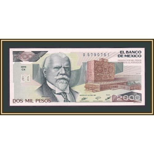 Мексика 2000 песо 1987 P-86 (86b.10) UNC