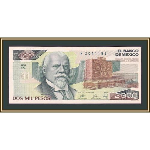Мексика 2000 песо 1989 P-86 (86c.9) UNC
