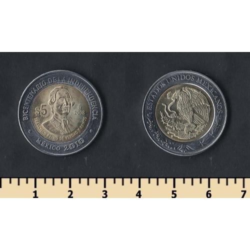 Мексика 5 песо 2008