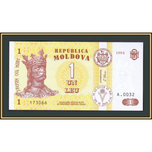 Молдова (Молдавия) 1 лей 1994 P-8 (8a) UNC