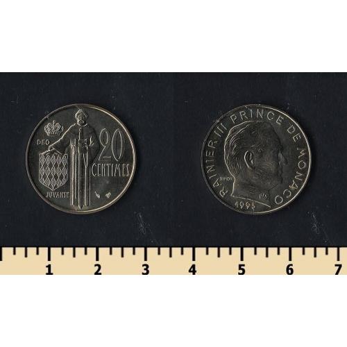 Монако 20 сантимов 1995