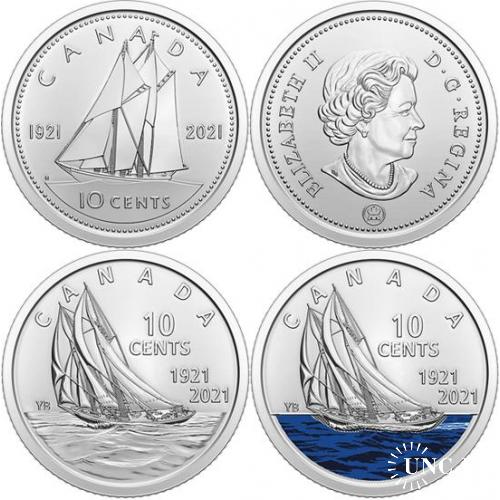 Набор 3 монеты Канада 10 центов 2021