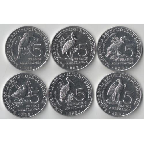 Набор Бурунди 6 монет 5 франков 2014